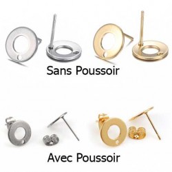 Supports Boucles d'oreilles puce ronde 10 mm acier inoxydable N°04