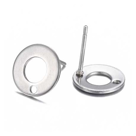 Support Boucle d'oreille puce ronde 10 mm acier inoxydable N°04