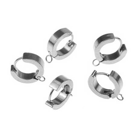 Support boucle d'oreille créole en acier inoxydable n°04 x 1 paire