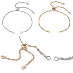 Bracelet Coulissant Acier Inoxydable Chaine N°06 Argent ou Doré