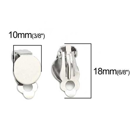 Support Boucle d'oreille Clips Plateau Acier Inoxydable N°03