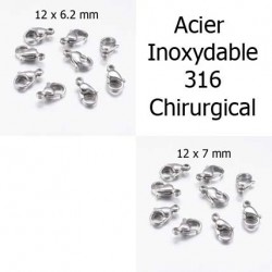 Fermoir Acier Inoxydable Mousqueton Argent