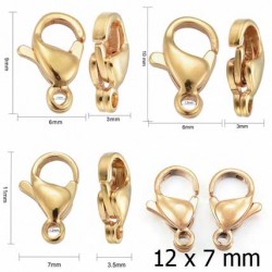 Fermoir Acier Inoxydable Plaqué Or 24K Mousqueton Doré