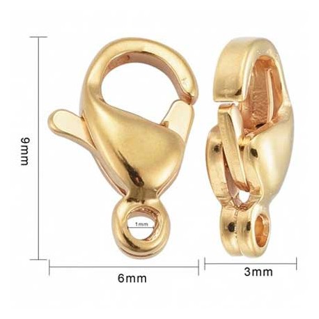 Fermoir Acier Inoxydable Plaqué Or 24K Mousqueton Doré