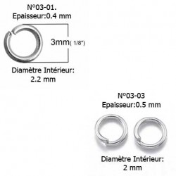 10 Anneaux de jonction ouvert 03 mm Inoxydable argent Vieilli