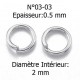 10 Anneaux de jonction ouvert 03 mm Inoxydable argent