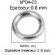 10 Anneaux de jonction ouvert 04 mm Inoxydable argent
