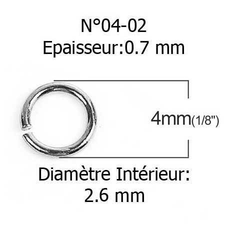 10 Anneaux de jonction ouvert 04 mm Inoxydable argent