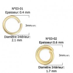 10 Anneaux de jonction ouvert 03 mm Inoxydable doré