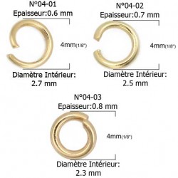 10 Anneaux de jonction ouvert 04 mm Inoxydable doré