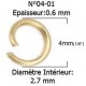 10 Anneaux de jonction ouvert 04 mm Inoxydable doré