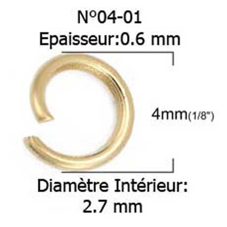 10 Anneaux de jonction ouvert 04 mm Inoxydable doré