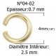 10 Anneaux de jonction ouvert 04 mm Inoxydable doré
