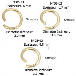 10 Anneaux de jonction ouvert 05 mm Inoxydable doré
