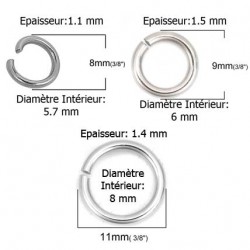 10 Anneaux de jonction ouvert 08 au 11 mm Inoxydable argent Vieilli