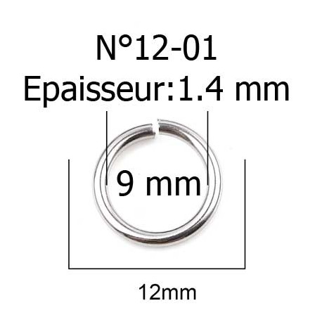 10 Anneaux de jonction ouvert 12 mm Inoxydable argent vieilli