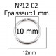 10 Anneaux de jonction ouvert 12 mm Inoxydable argent vieilli