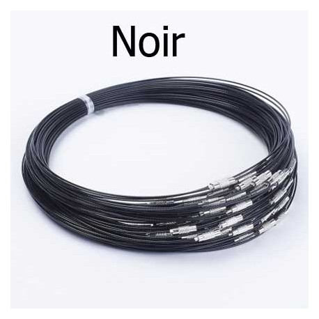 colliers tour de cou fil câblé rigide noir ou or fermoir à visser N°01