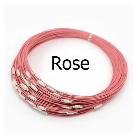 collier tour de cou fil câblé rigide rouge foncé fermoir à visser N°01