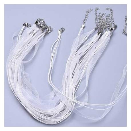 Collier ruban organza N°01 et cordon enduit ciré