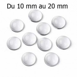 Cabochon Rond 10 mm au 20 mm en verre loupe transparent