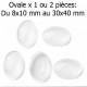 Cabochon Ovale en verre loupe transparent