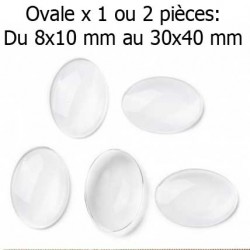 Cabochon Ovale en verre loupe transparent