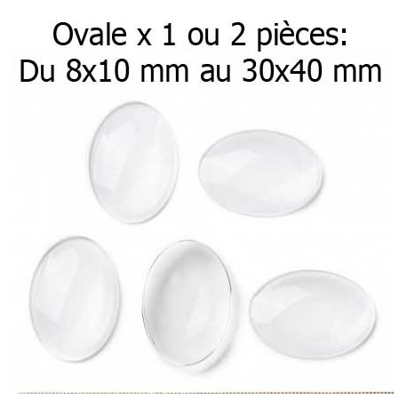 Cabochon Ovale en verre loupe transparent