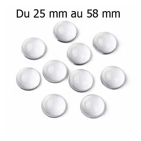 Cabochon Rond en verre loupe transparent