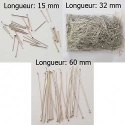 Tige / clou 15 au 60 mm à tête plate argent Vieilli x 10 pièces