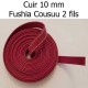 Cuir Plat Veau 10 mm par 20 cm Cousu 2 fils blanc