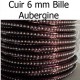 Cuir Bille 06 mm avec chaînette bille nickel free par 20 cm