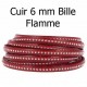 Cuir Bille 06 mm avec chaînette bille nickel free par 20 cm