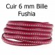 Cuir Bille 06 mm avec chaînette bille nickel free par 20 cm
