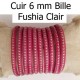 Cuir Bille 06 mm avec chaînette bille nickel free par 20 cm
