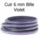 Cuir Bille 06 mm avec chaînette bille nickel free par 20 cm
