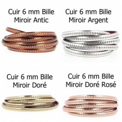 Cuir Bille 06 mm Miroir chaînette bille nickel free par 20 cm