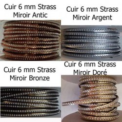 Cuir 06 mm Strass Swarovski par 20 cm