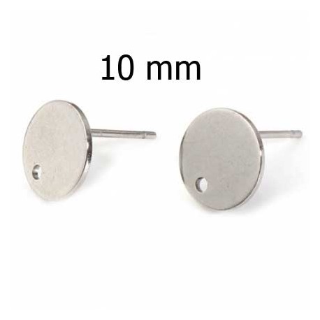 Supports Boucles d'oreilles puces ronde en acier inoxydable