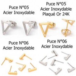 Supports Boucles d'oreilles puce acier inoxydable N°05 ou N°06