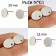 Supports Boucles d'oreilles puces ronde en acier inoxydable