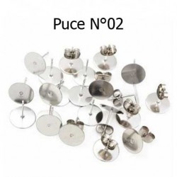 Supports Boucles d'oreilles puce acier inoxydable N°02 ronde 10 mm
