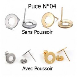 Supports Boucles d'oreilles puce acier inoxydable N°04 ronde 10 mm