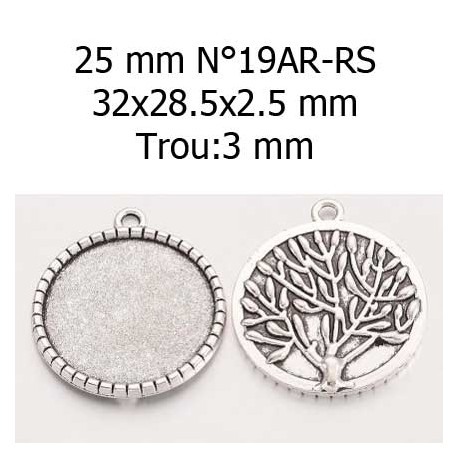 Supports cabochons de 25 mm argent, pendentifs cabochons 