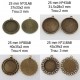 Support cabochon de 25 mm bronze, pendentifs cabochon