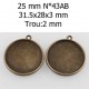 Support cabochon de 25 mm bronze, pendentifs cabochon