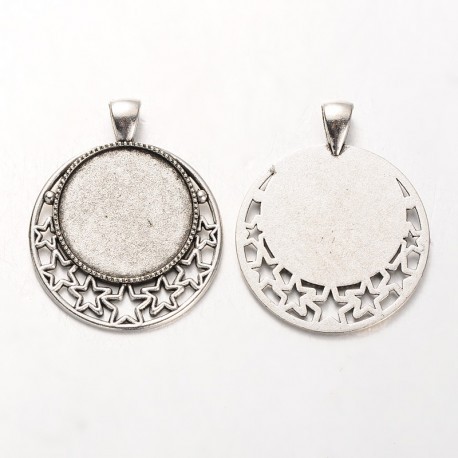 2 supports cabochons de 25mm argent, pendentifs cabochons