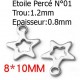 5 Breloques en Acier Inoxydable étoile argent