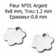 5 Breloques en Acier Inoxydable fleur