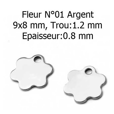 5 Breloques en Acier Inoxydable fleur
